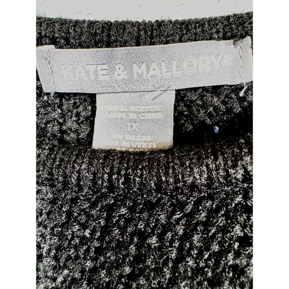 Kate & Mallory Womens Black Cold Shoulder Knit Sweater Size 1X - Picture 2 of 13